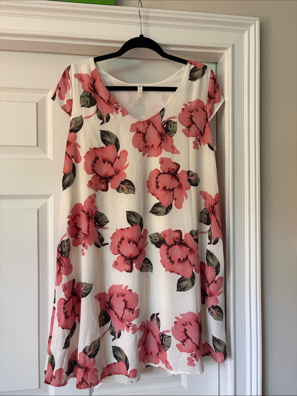 mts White Mini Dress with Pink Floral Print